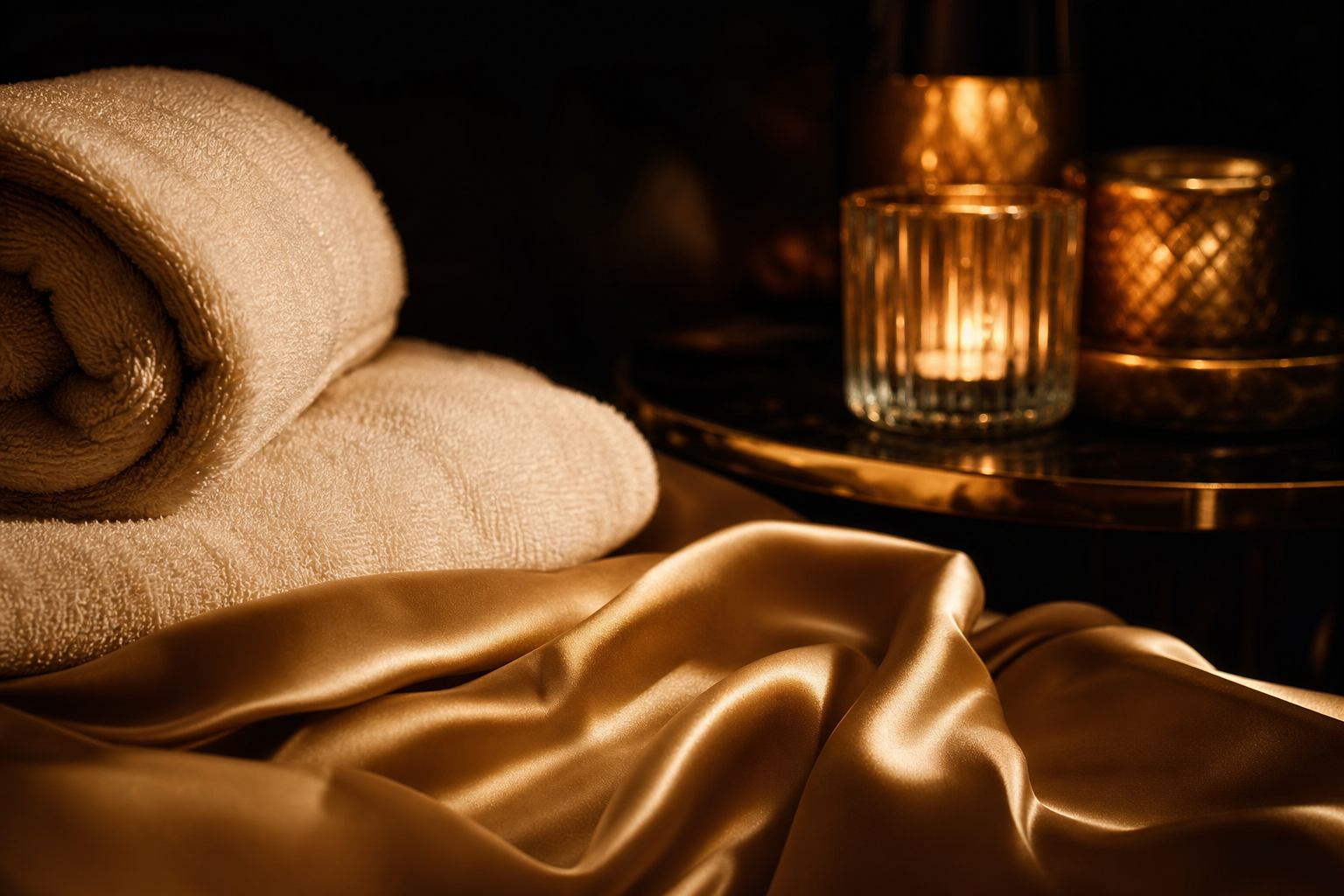 Sheets, towels, bare hips